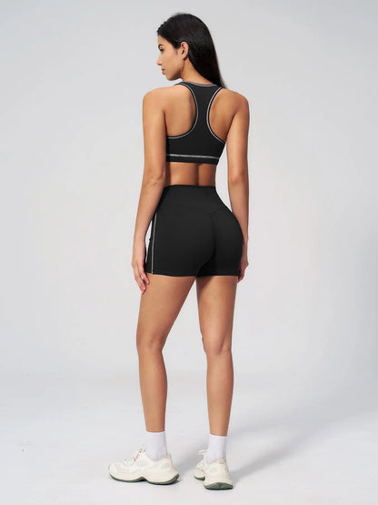 Two-Piece Colorblock Fleece Yoga Set, Sporty Patchwork Design - image 8