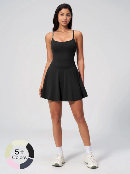 Women's Square Neck Hollow Out Back Yoga Dress, Yoga Athletic Dress - image 2
