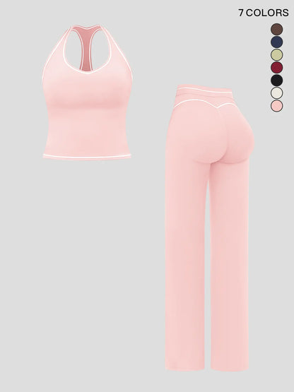Women's Yoga Set with Dual Shoulder Straps, High-End Feel Sportswear