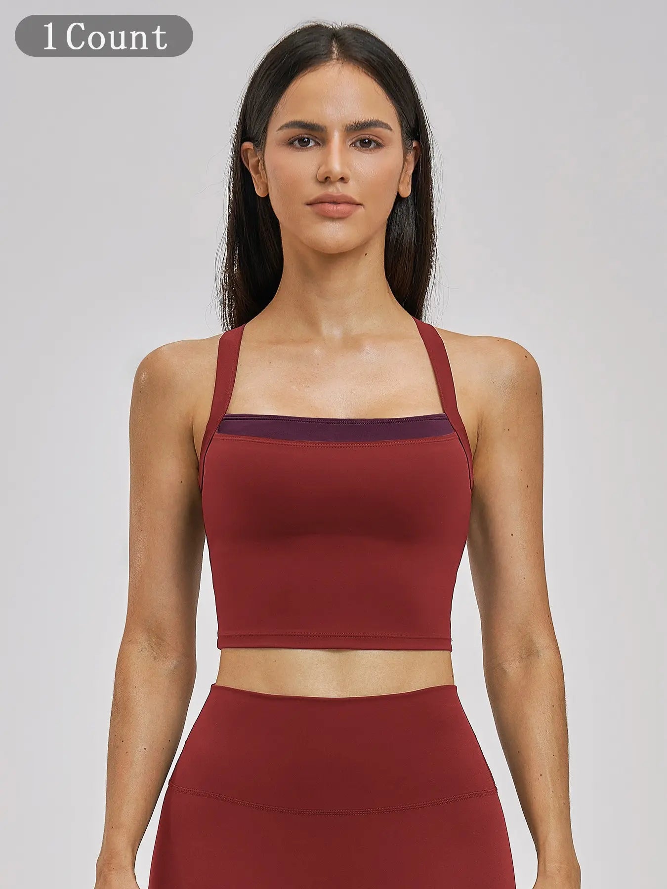 Cross Color Yoga Tank Top, Fake Two-Piece Design