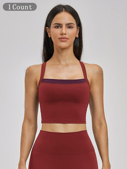 Cross Color Yoga Tank Top, Fake Two-Piece Design - image 18