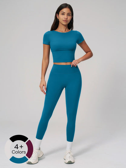 Creamy Soft Quick-Dry T-Shirt Set, High-Waisted Fitness - image 13