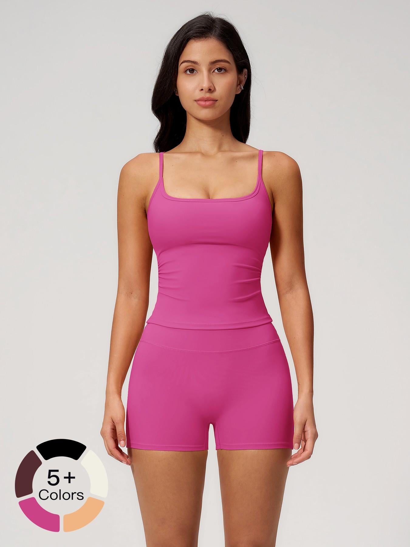 Women's Yoga Tank Top Set, Fitted Shorts for Outdoor Activities - image 12