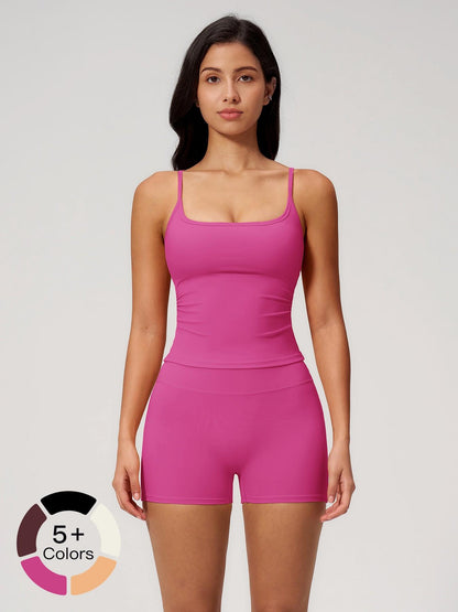 Women's Yoga Tank Top Set, Fitted Shorts for Outdoor Activities - image 12