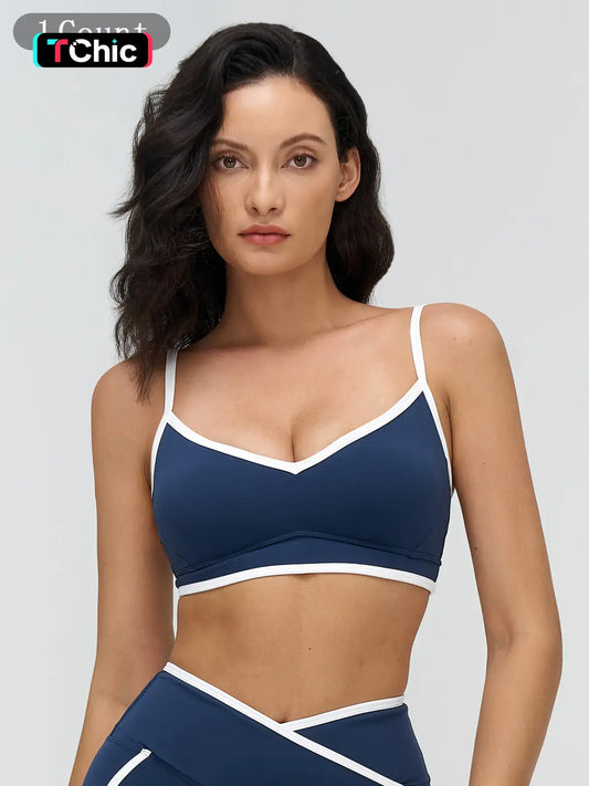 Women's Colorblock Yoga Bralette, Dual Shoulder Straps Design