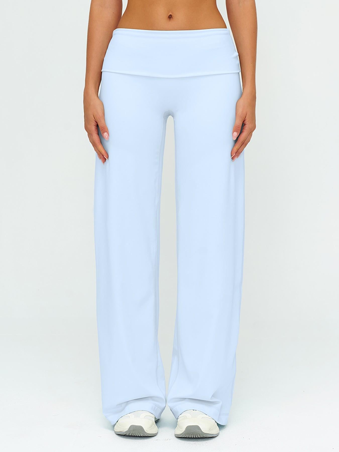 Fleece Long Pants, Folded Waist Loose Wide Leg Slimming Pants - image 14