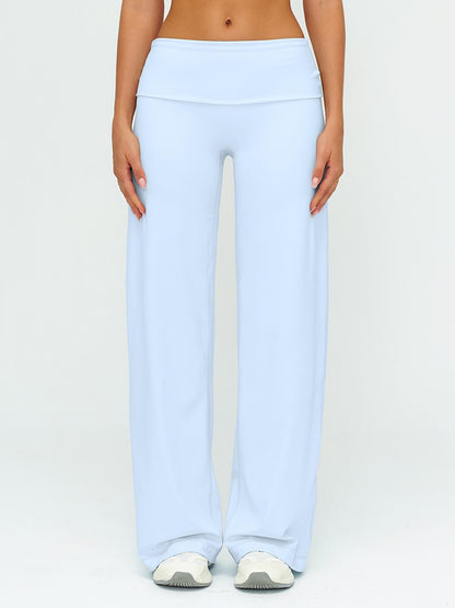 Fleece Long Pants, Folded Waist Loose Wide Leg Slimming Pants - image 14