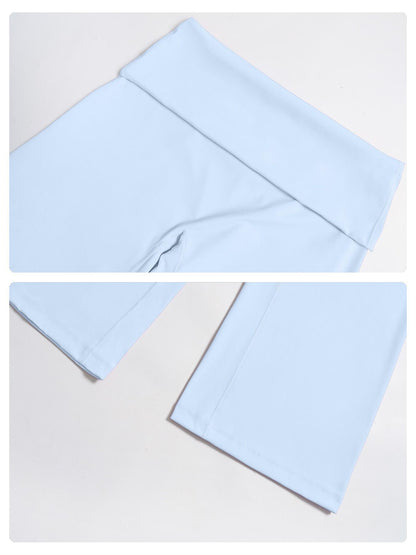 Fleece Long Pants, Folded Waist Loose Wide Leg Slimming Pants - image 17