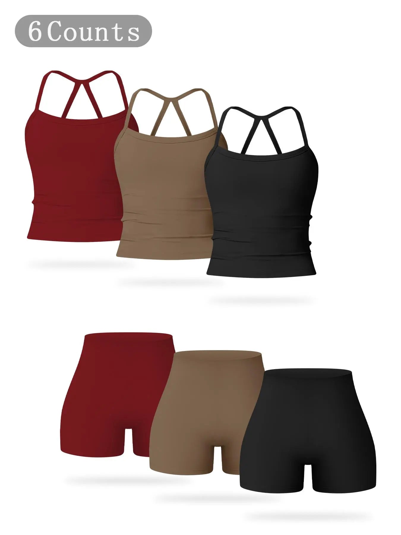 Women's Solid Backless Sports Cami Top & High Waist Shorts Sportswear Set, Comfy Breathable Tummy… - image 3