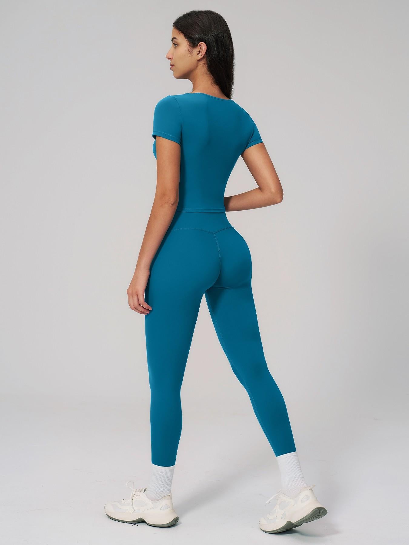Creamy Soft Quick-Dry T-Shirt Set, High-Waisted Fitness - image 12