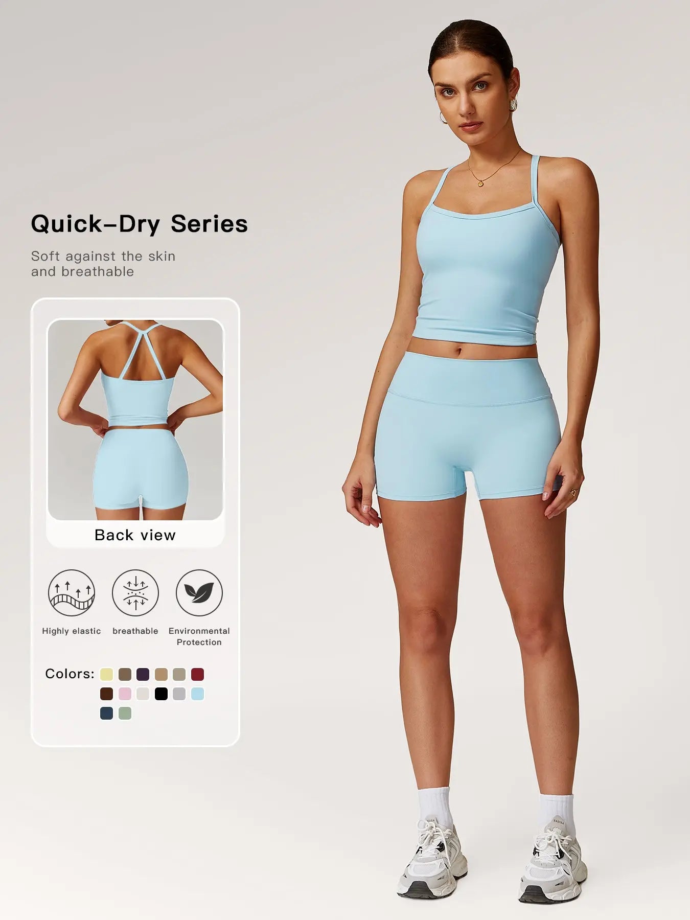 Women's Backless Crop Cami & Shorts Set for Activewear and Yoga