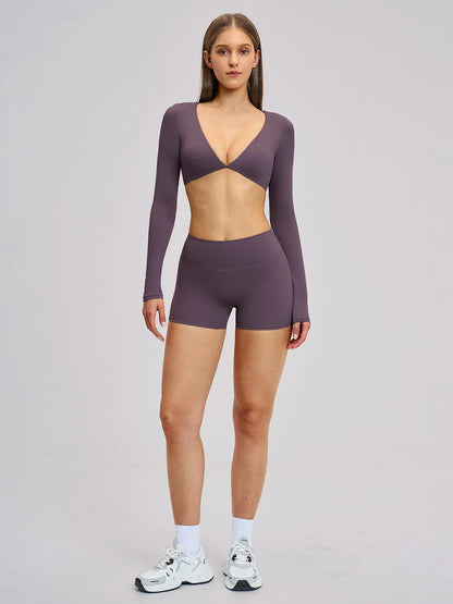 Women's Long Sleeve Yoga Set, Sporty Plain - image 6