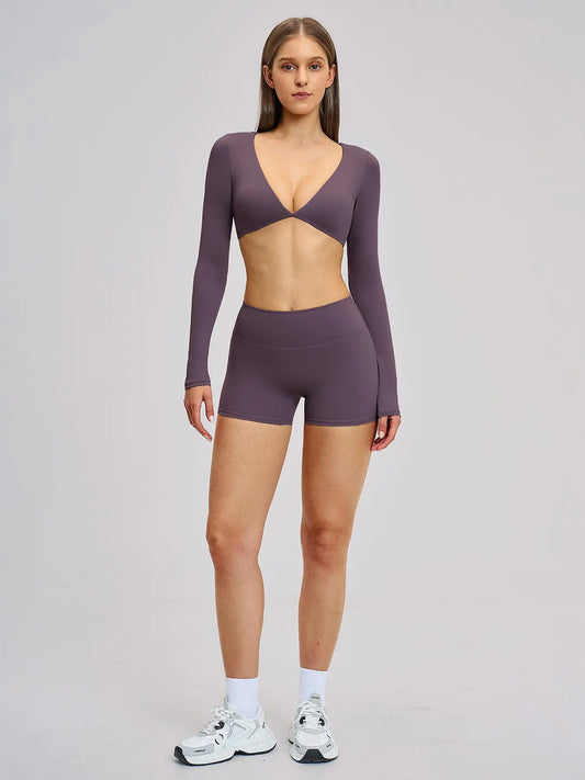 Women's Long Sleeve Yoga Set, Sporty Plain - image 6