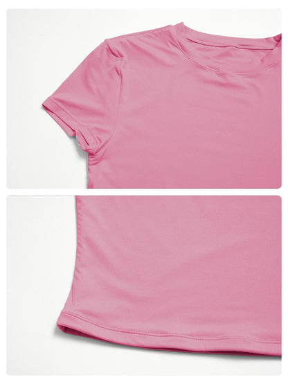 Women's Solid Color Sports Tee, Fitness Sport Top - image 16