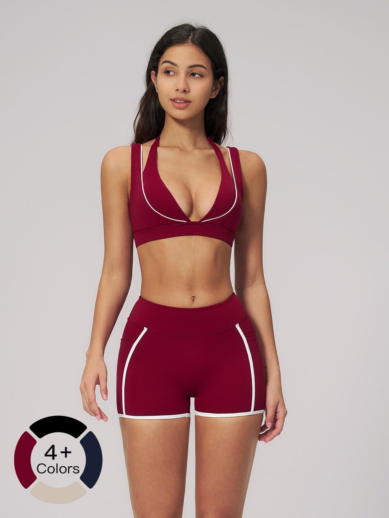 Women's Bare-Look Colorblock Yoga Set, Slimming Fitness Workout Clothes - image 13