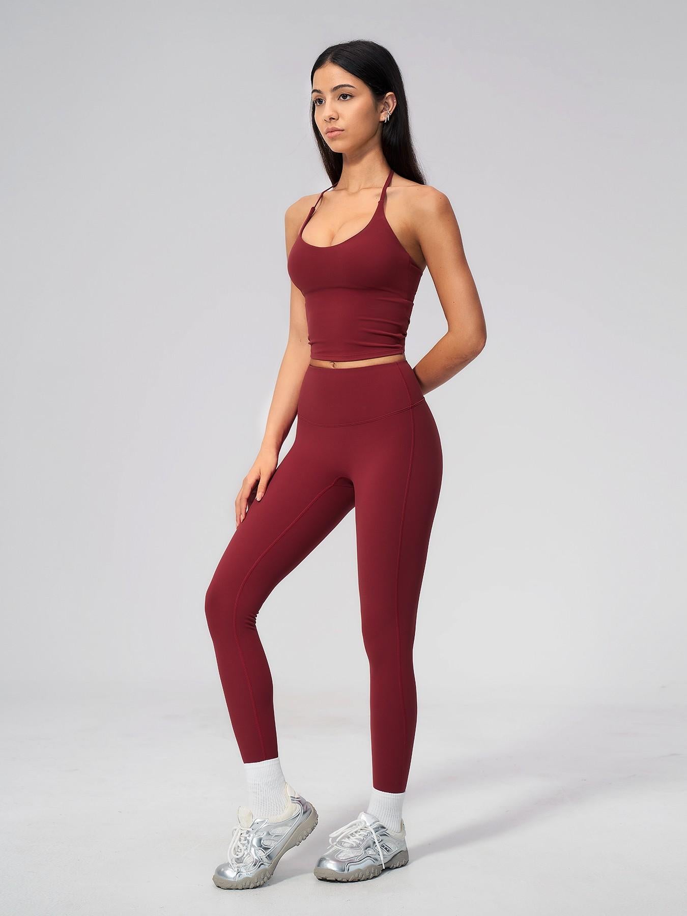 V-Neck Halter Sports Set, High Waist Butt Lifting - image 14