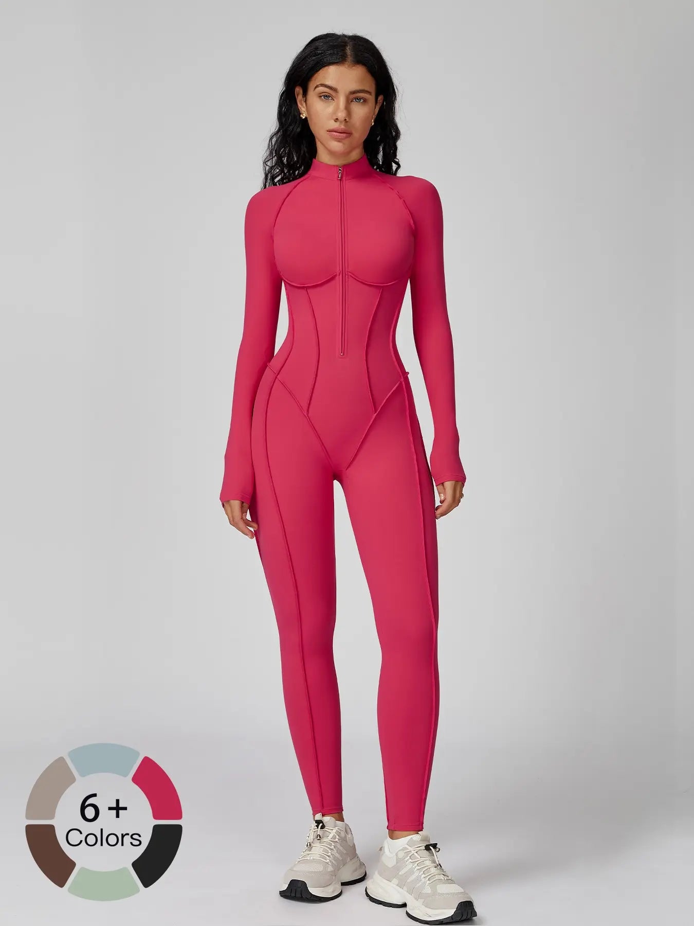 Women's High-Intensity Yoga Workout, Colorblock Stand Collar Romper - image 5