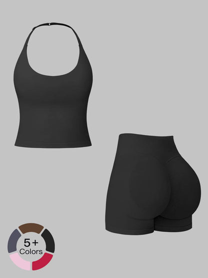 Seamless Athletic Yoga Set Neckline Back Beauty Lift Butt Tight Outdoor Running Fitness Two-Piece Women's - image 4