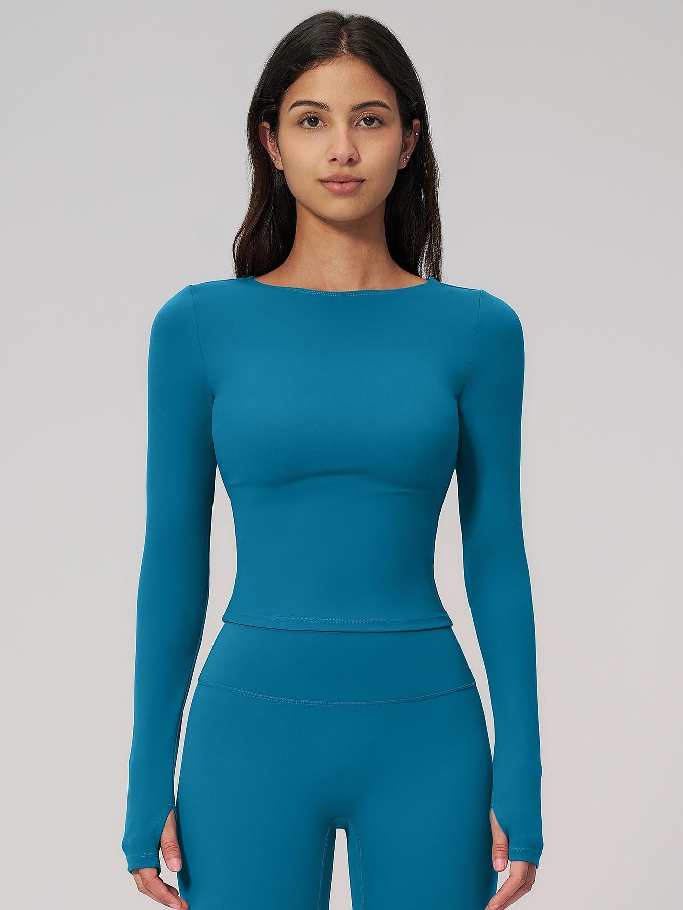 Cross-Border Summer Creamy Fleece Yoga Top Long Sleeve, Outdoor Sports Running Fitness - image 15