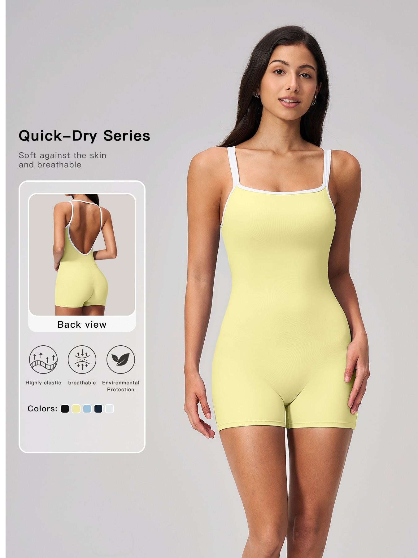 Cross-Border Tight-Fit Yoga Bodysuit, Square Neck Backless Fitness - image 11