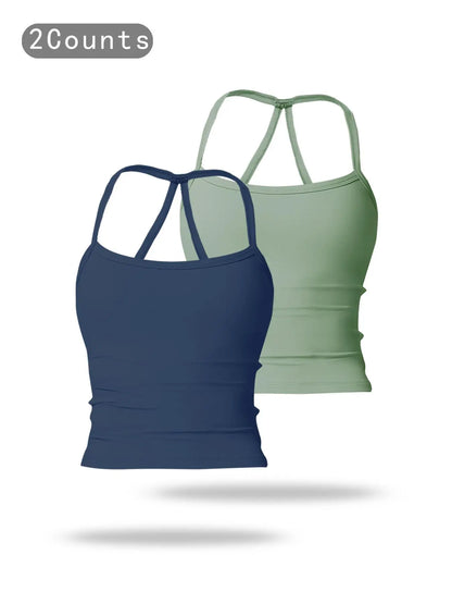 Women's Solid Backless Sports Cami Top, Quick Drying Breathable Sports Cami Top