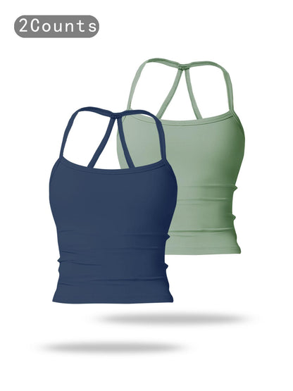 Women's Solid Backless Sports Cami Top, Quick Drying Breathable Sports Cami Top - image 29