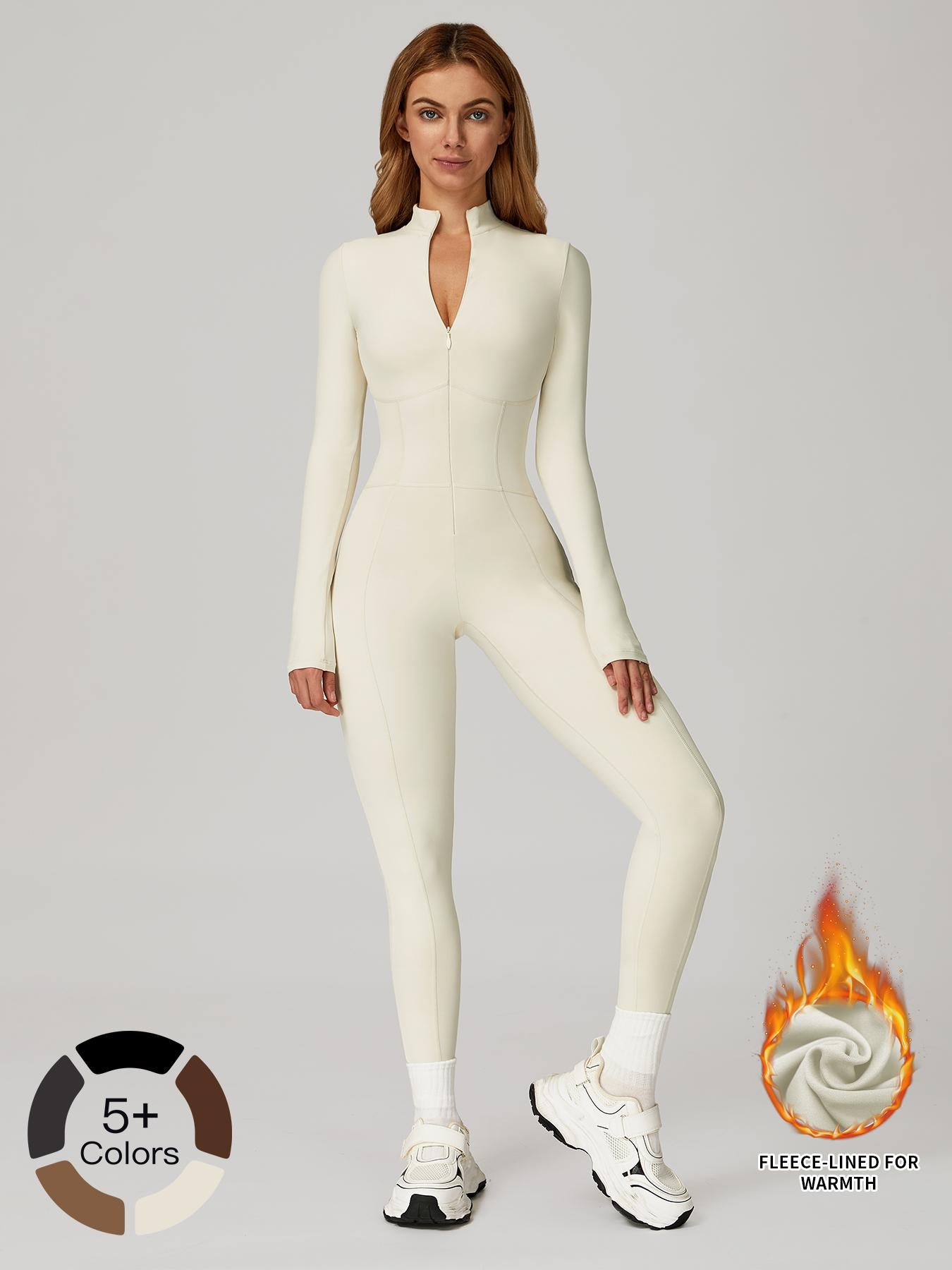 Women's One-Piece Jumpsuit with Stand Collar Zipper Design, Warm Long Sleeve Outdoor Casual Sports… - image 19