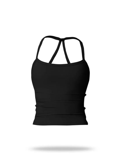 Women's Solid Backless Sports Cami Top, Quick Drying Breathable Sports Cami Top