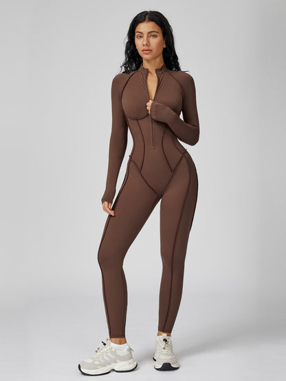 Women's High-Intensity Yoga Workout, Colorblock Stand Collar Romper - image 15