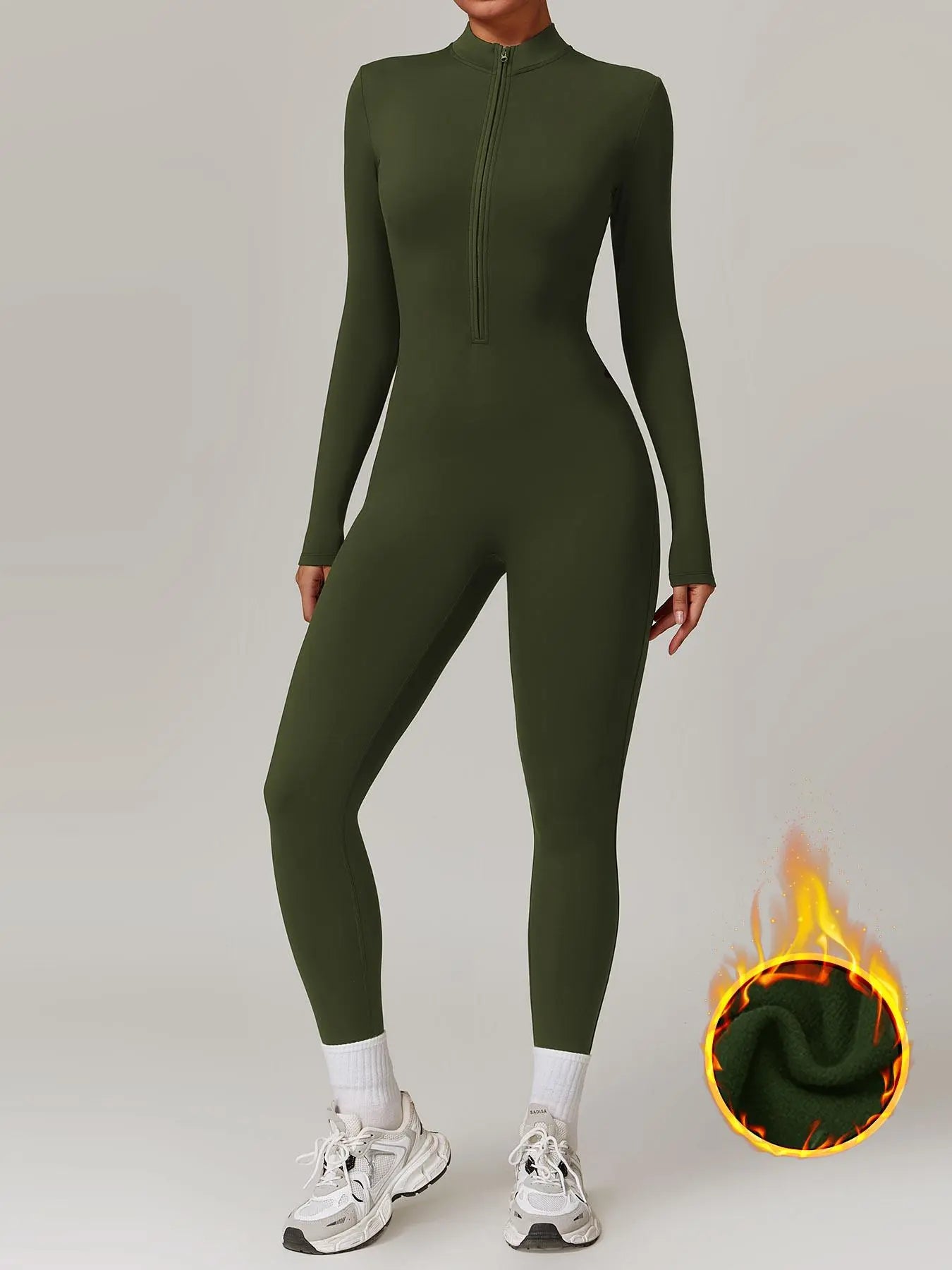 Women's Solid Zip-up Skiing Jumpsuit - Sporty Activewear - image 6