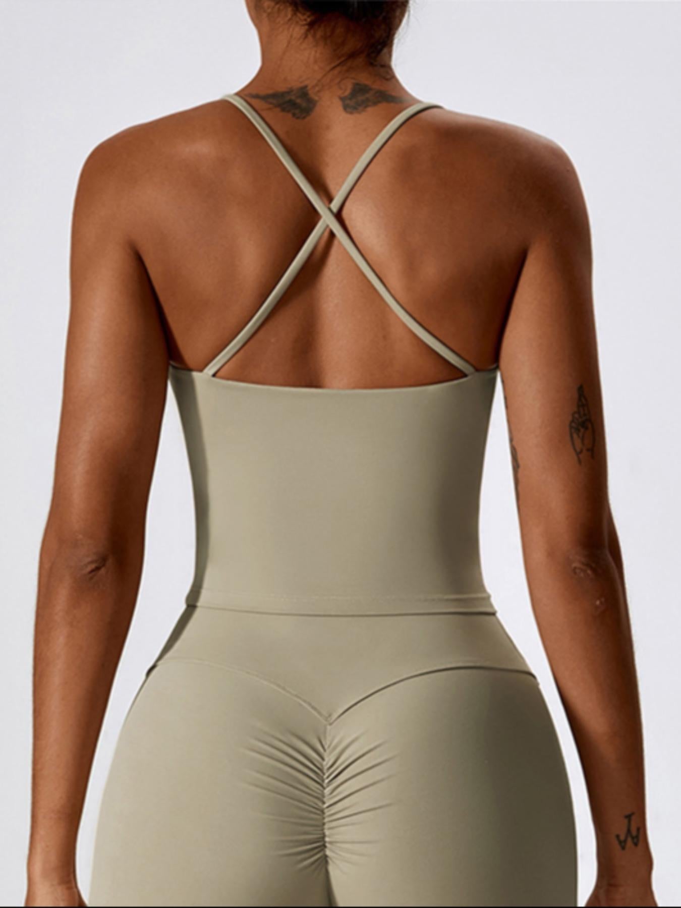 Women's Solid Criss Cross Backless Sports Vest, Casual Comfy Breathable Quick Drying Cami Top for… - image 19