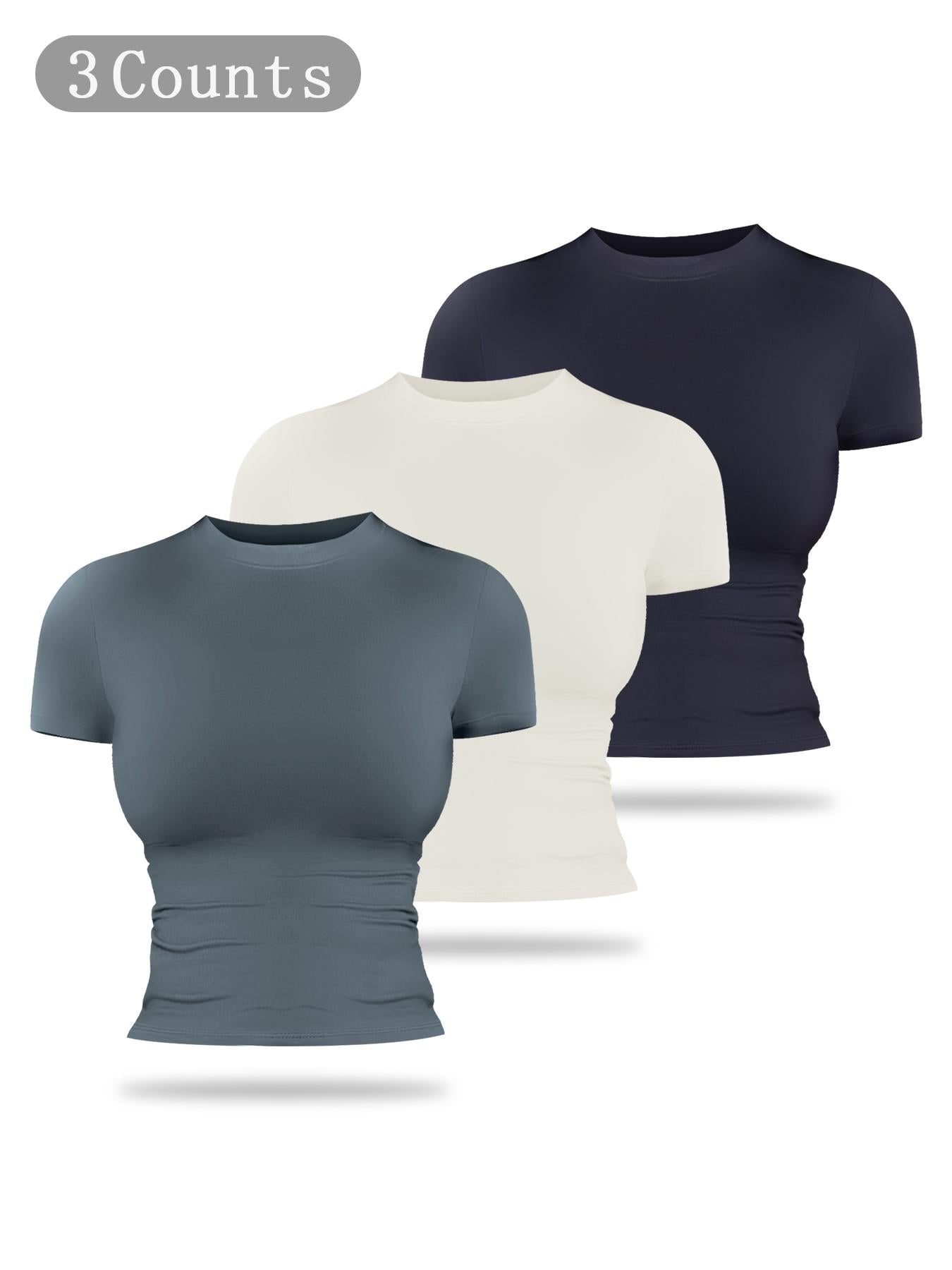 Women's Solid Color Sports Tee, Fitness Sport Top - image 23