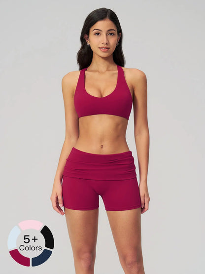 Women's Summer Cross Back Yoga Set, Two-Piece Outdoor Fitness Wear