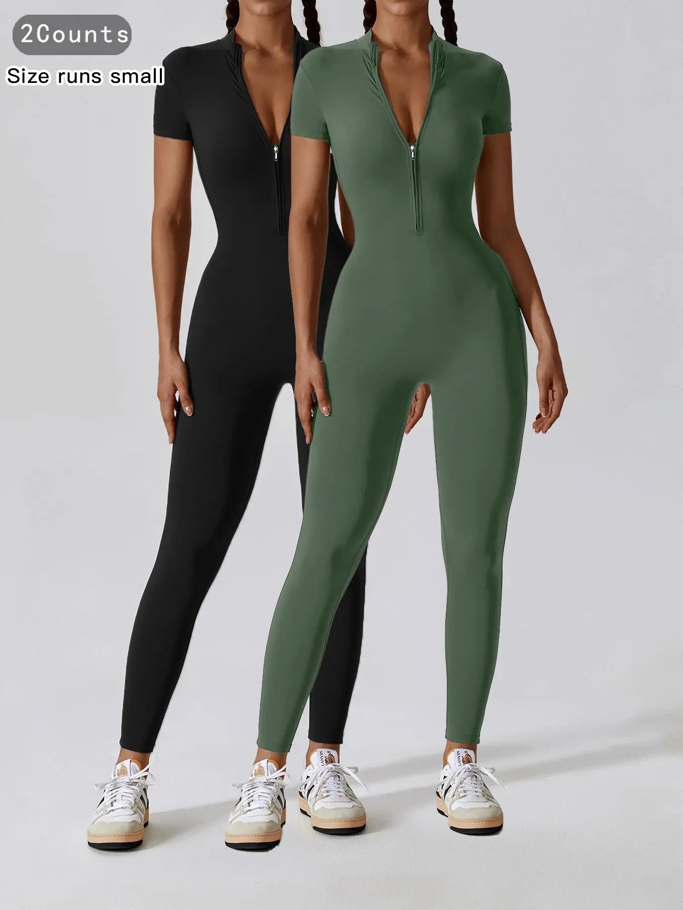 Women's Quick Dry Zipper Jumpsuit for Yoga and Gym Workout