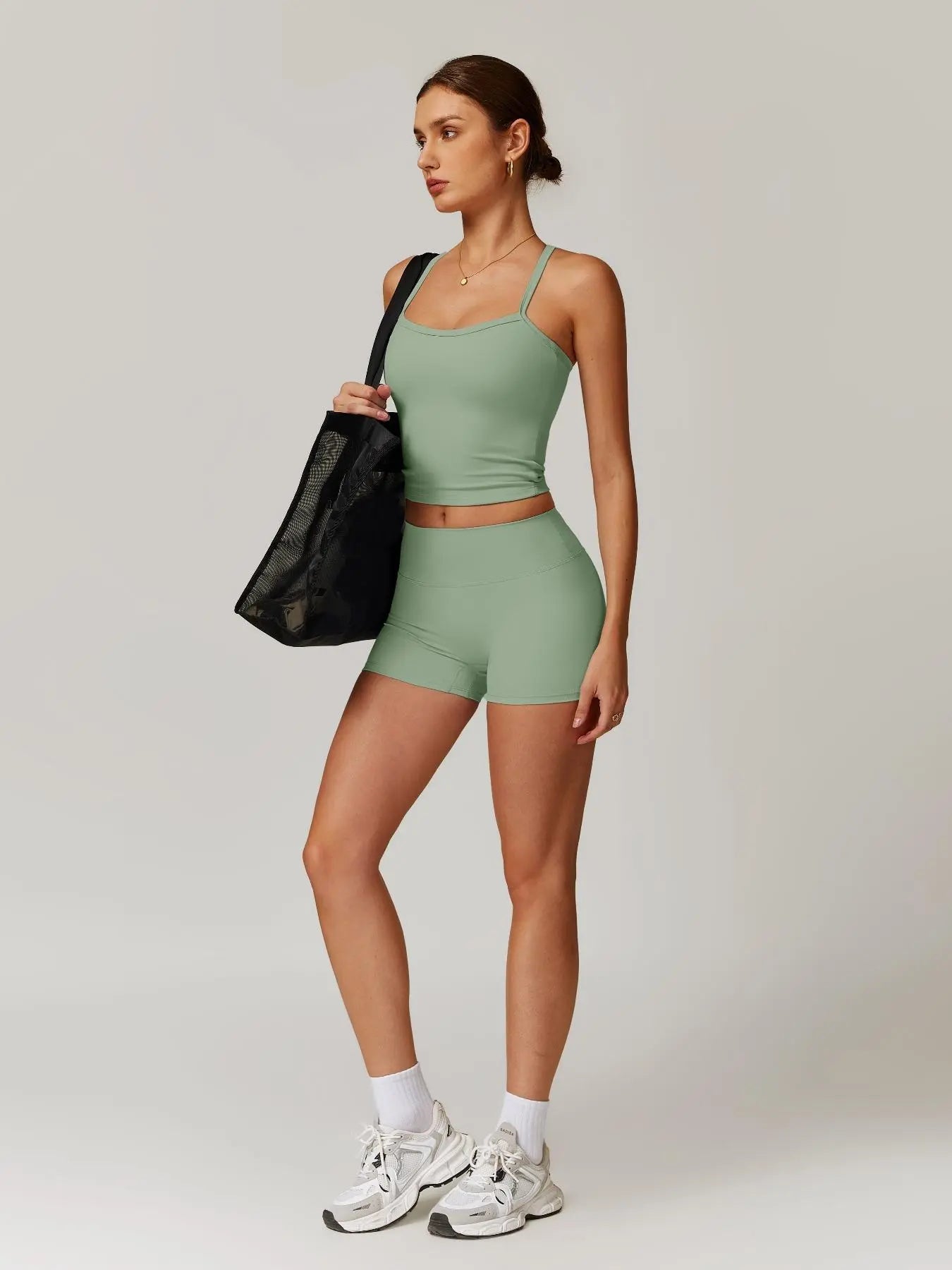 Women's Backless Cami Top & High Waist Shorts Tracksuit Set - image 4