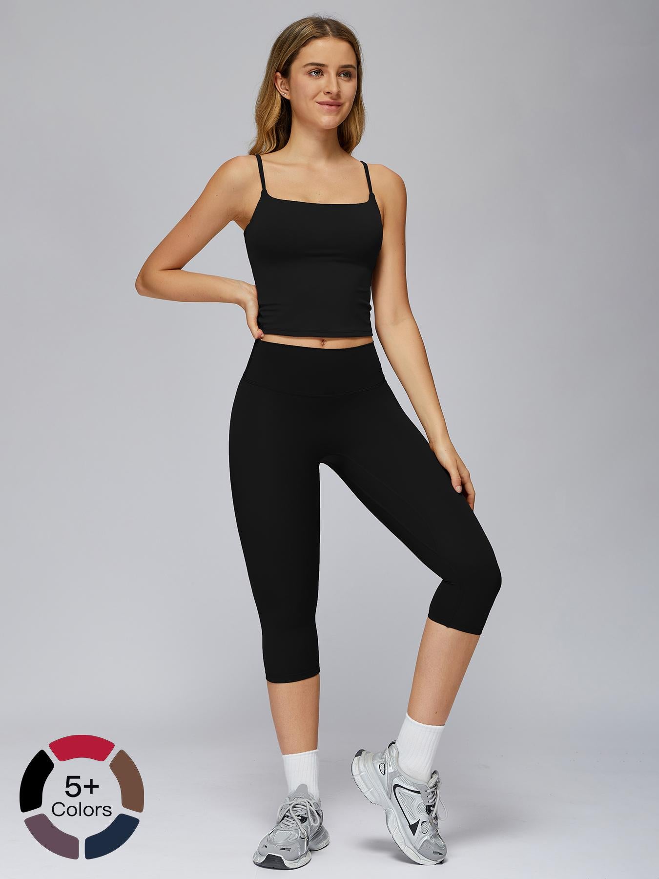 Women's Yoga Set, Tight-Fitting Mid-Thigh Pants & Casual Sports Tank Top - image 19