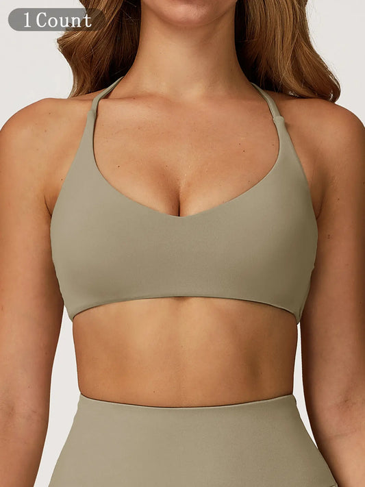 Fast-Drying Yoga Sports Bra with Cross Back Design, High-Intensity Workout Wear for Running and Fitness - image 4