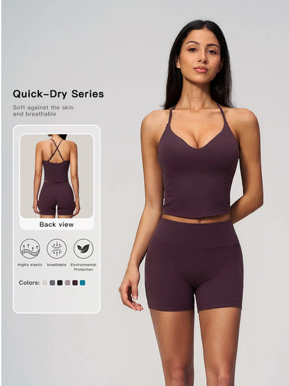 European and American Style Yoga Set for Women, Cross Back High Waist Slimming Running Fitness Sports… - image 2