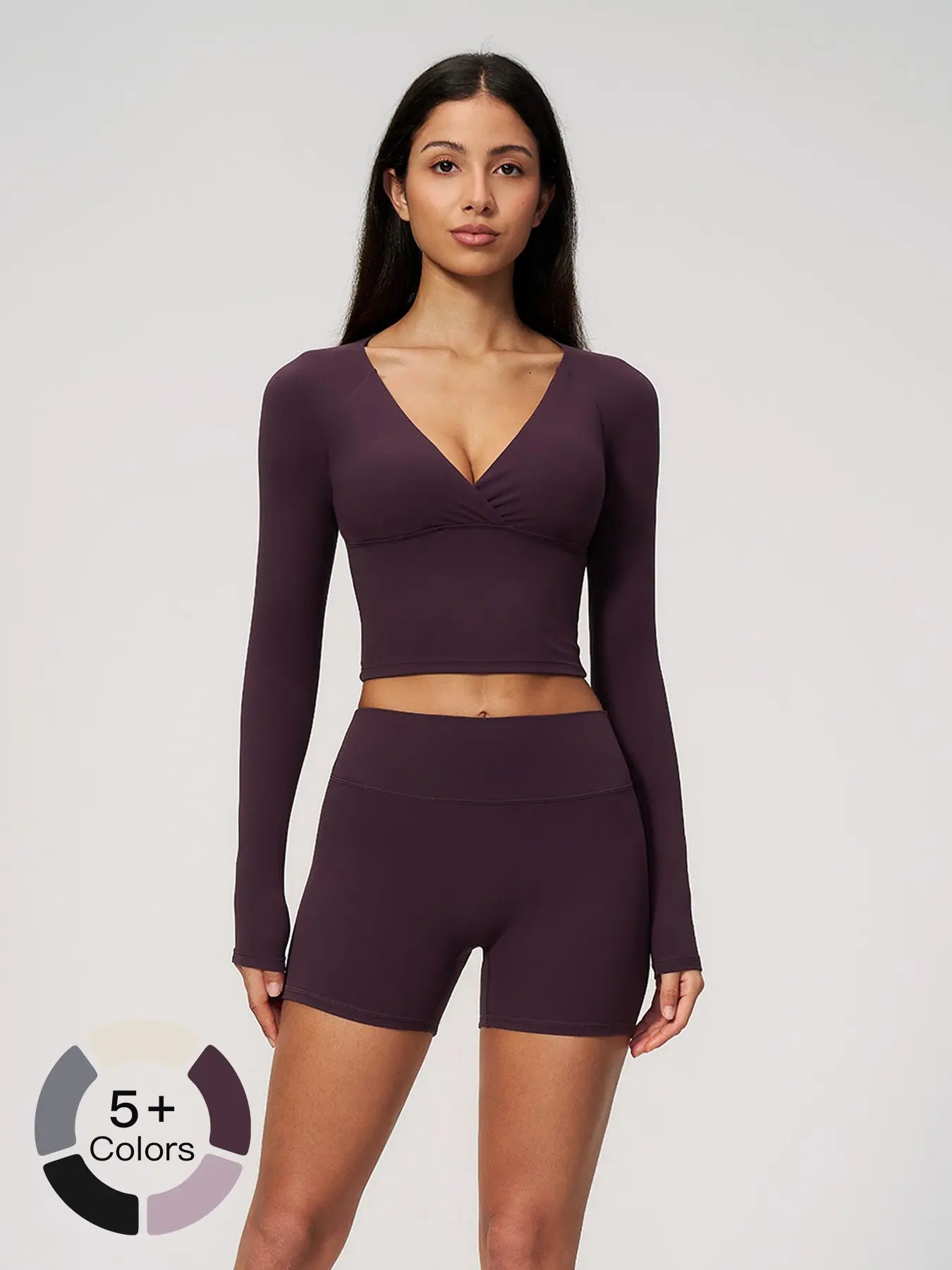 Terry Knit Workout Set, Push-Up Shockproof Dual-Layer Waistband - image 2