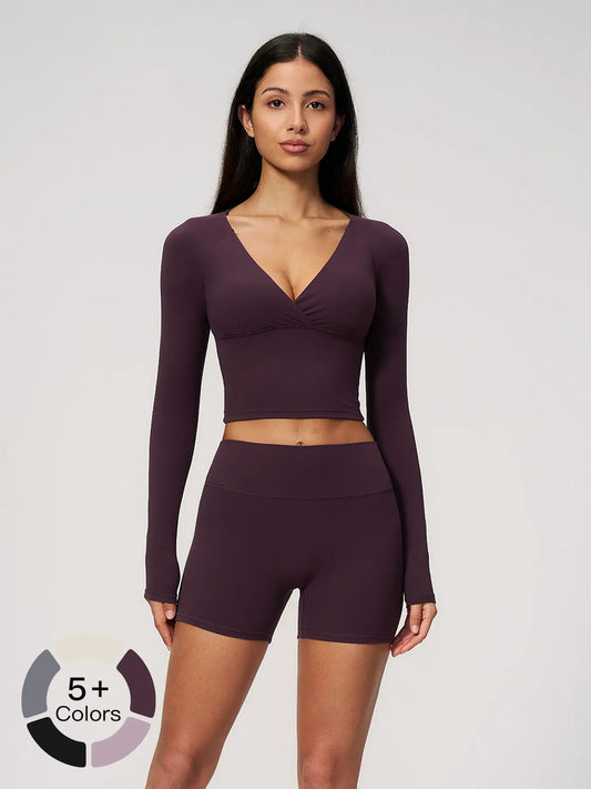 Terry Knit Workout Set, Push-Up Shockproof Dual-Layer Waistband - image 2