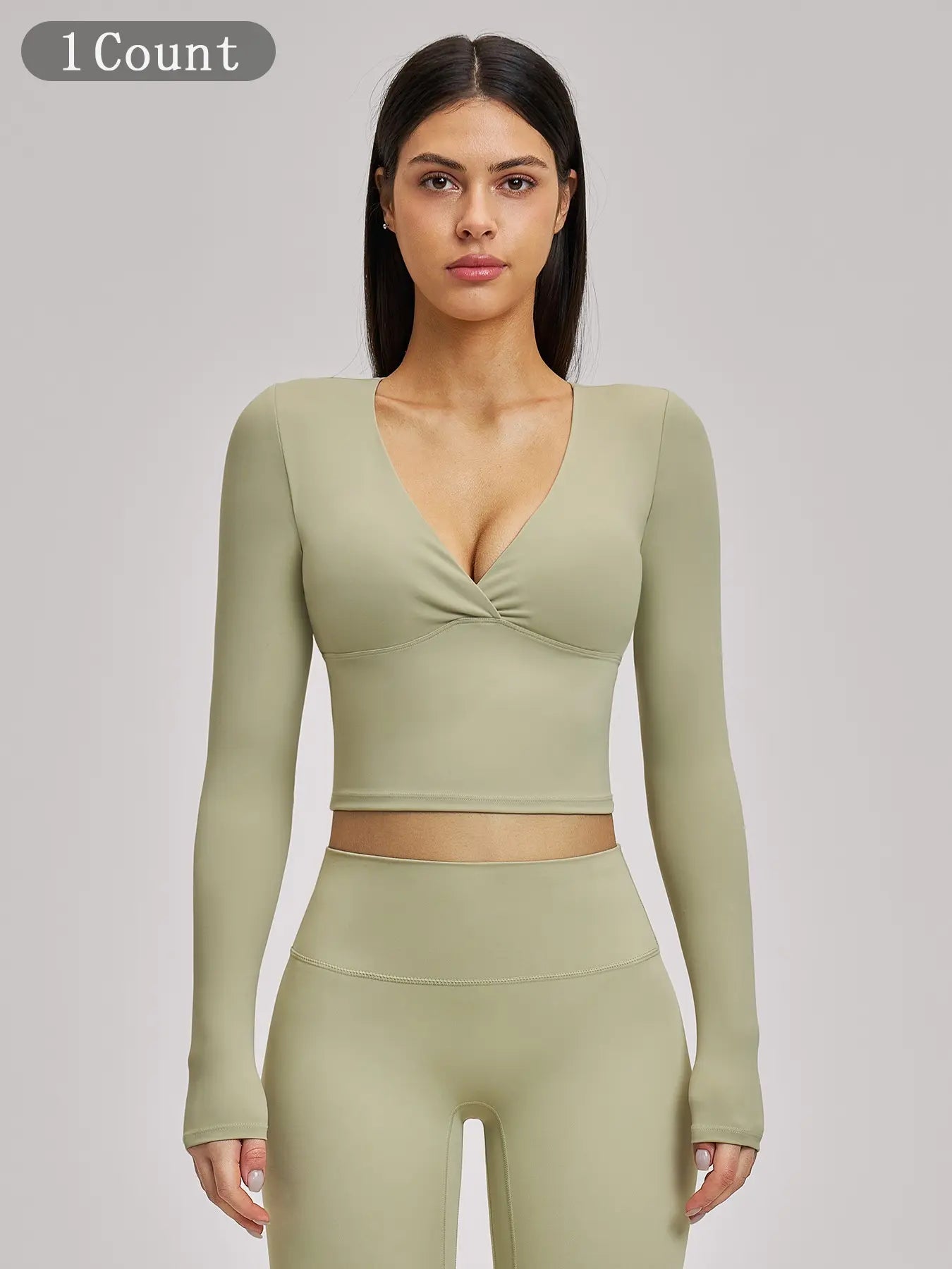 Women's Long Sleeve Yoga Top, European & American Style Spring Summer Pilates Workout Shirt