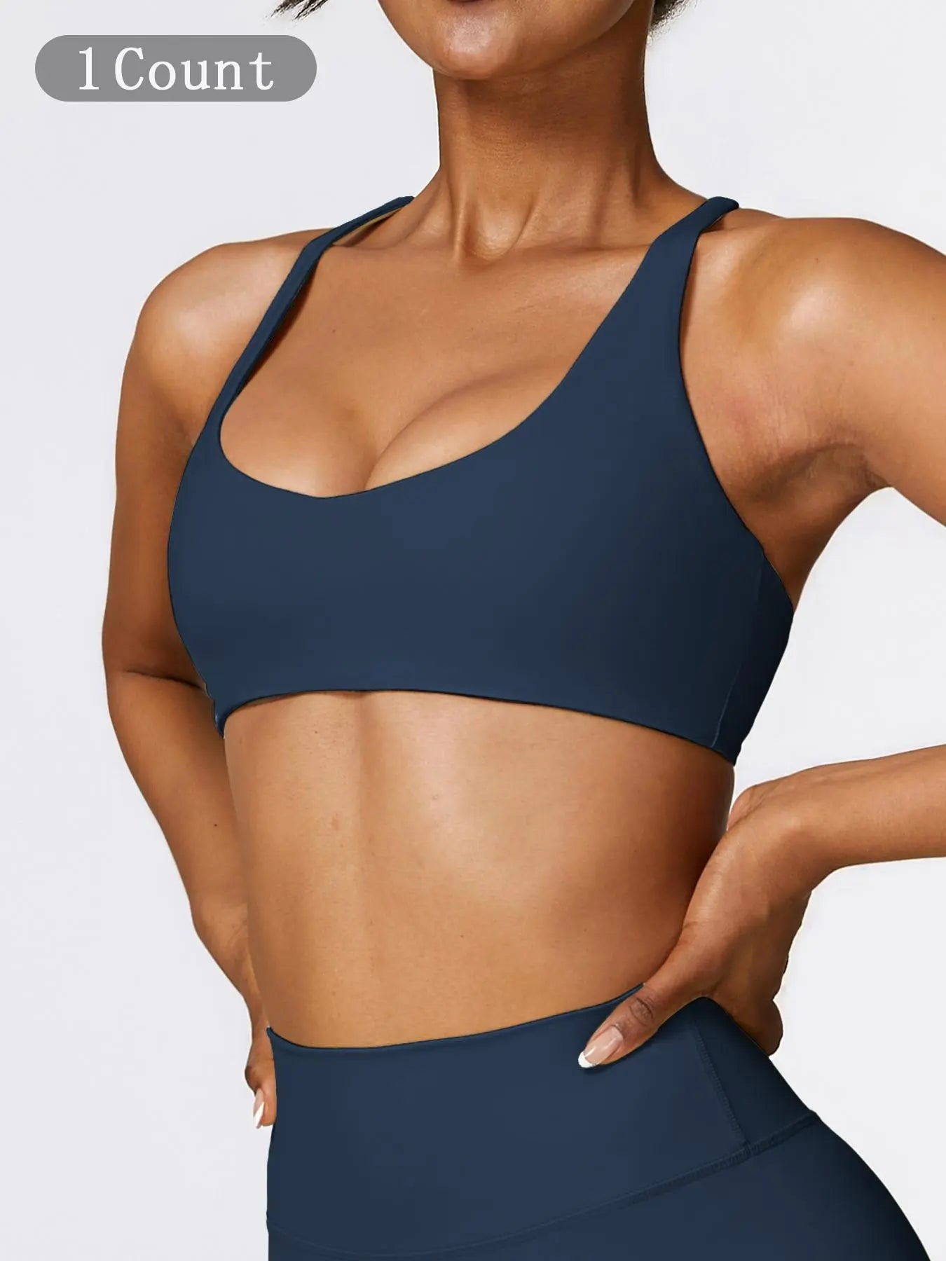 Women's Solid Wireless Sports Bra, Breathable Comfortable Sports Bra