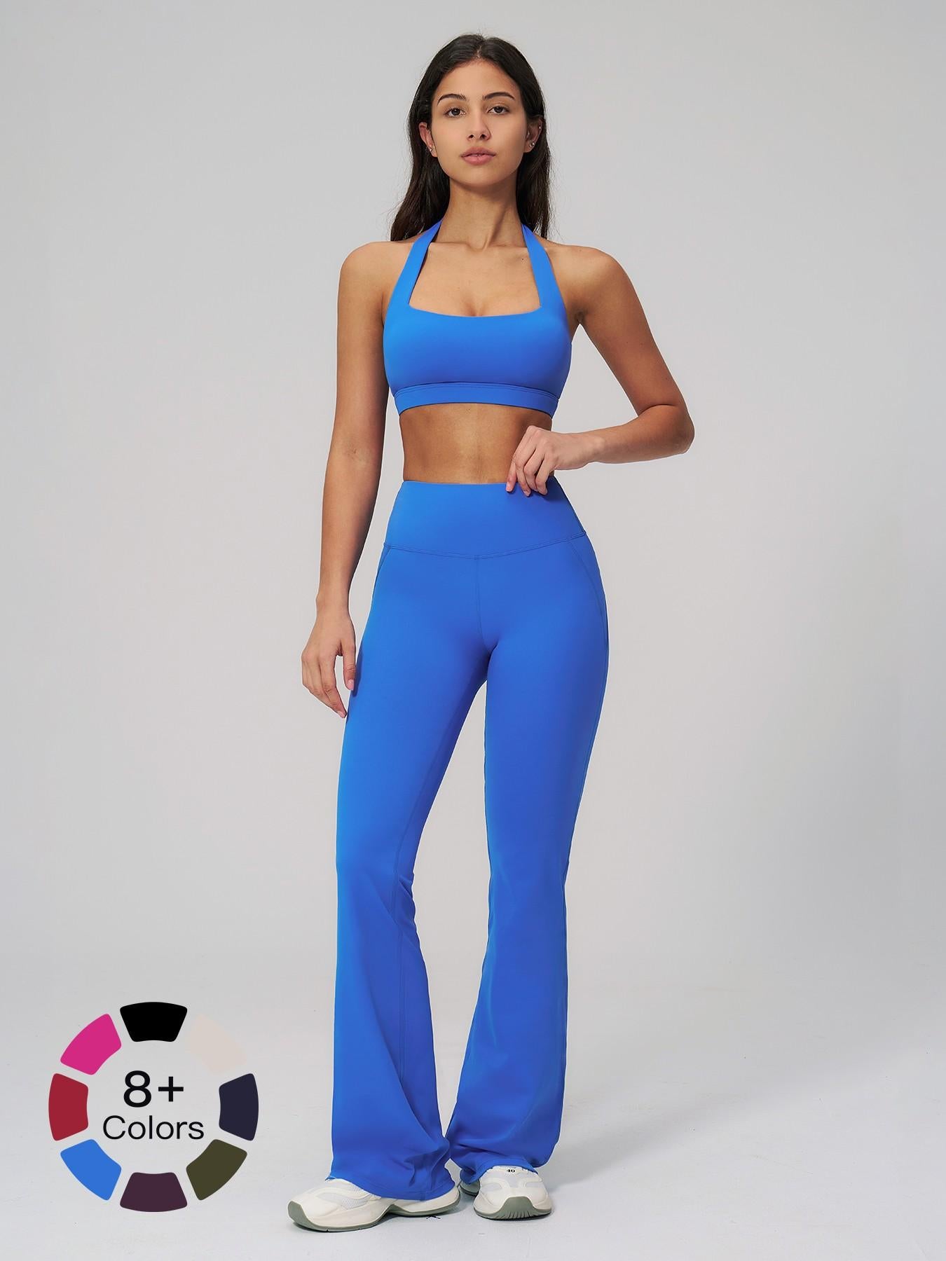 Cloud Sensory Backless Yoga Set, Halter Neck High Stretch Sporty Tight Fit Quick-Dry Fitness Clothing - image 22