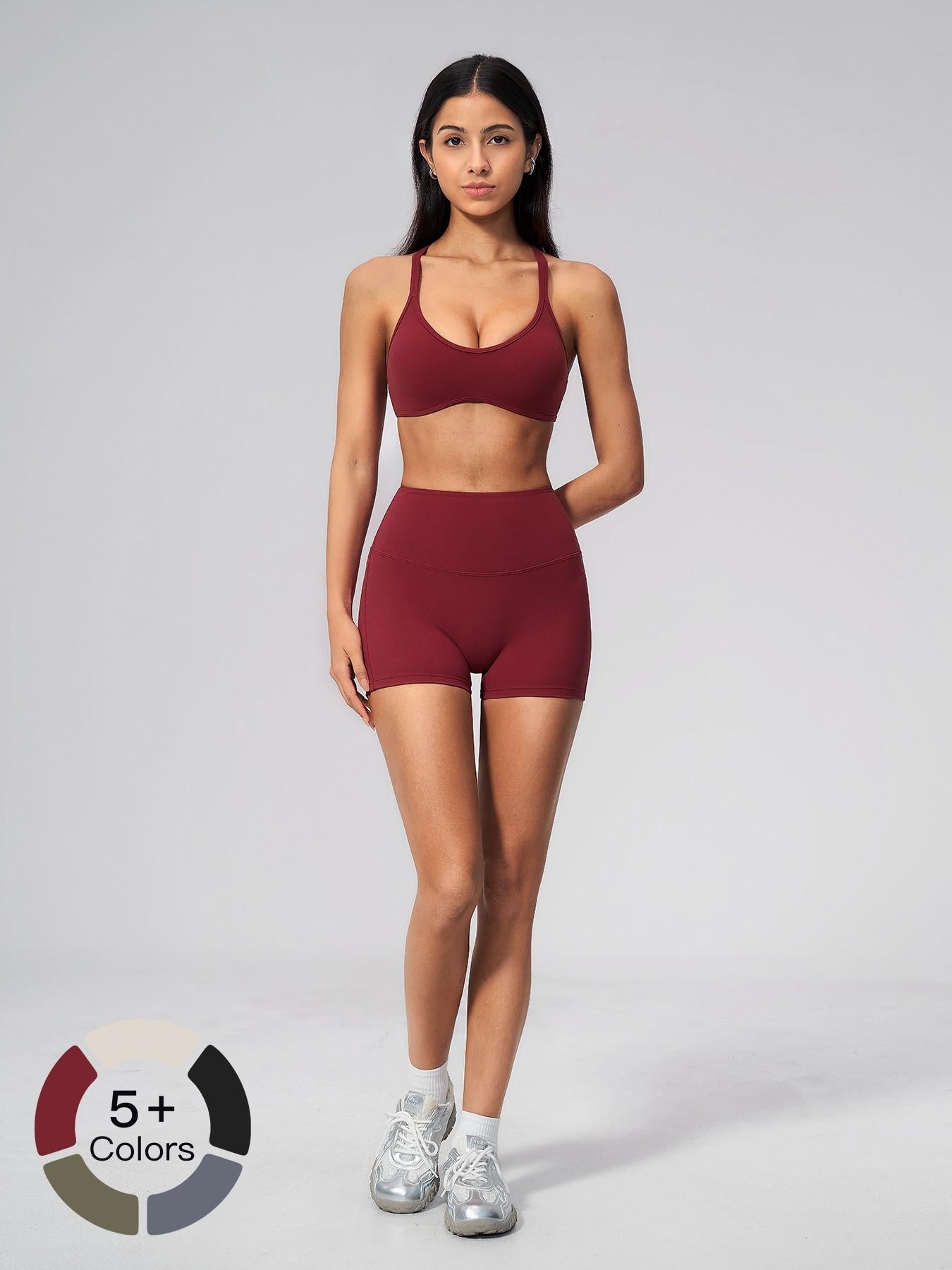 Women's High Waist Workout Set, Gym Shorts Top - image 19