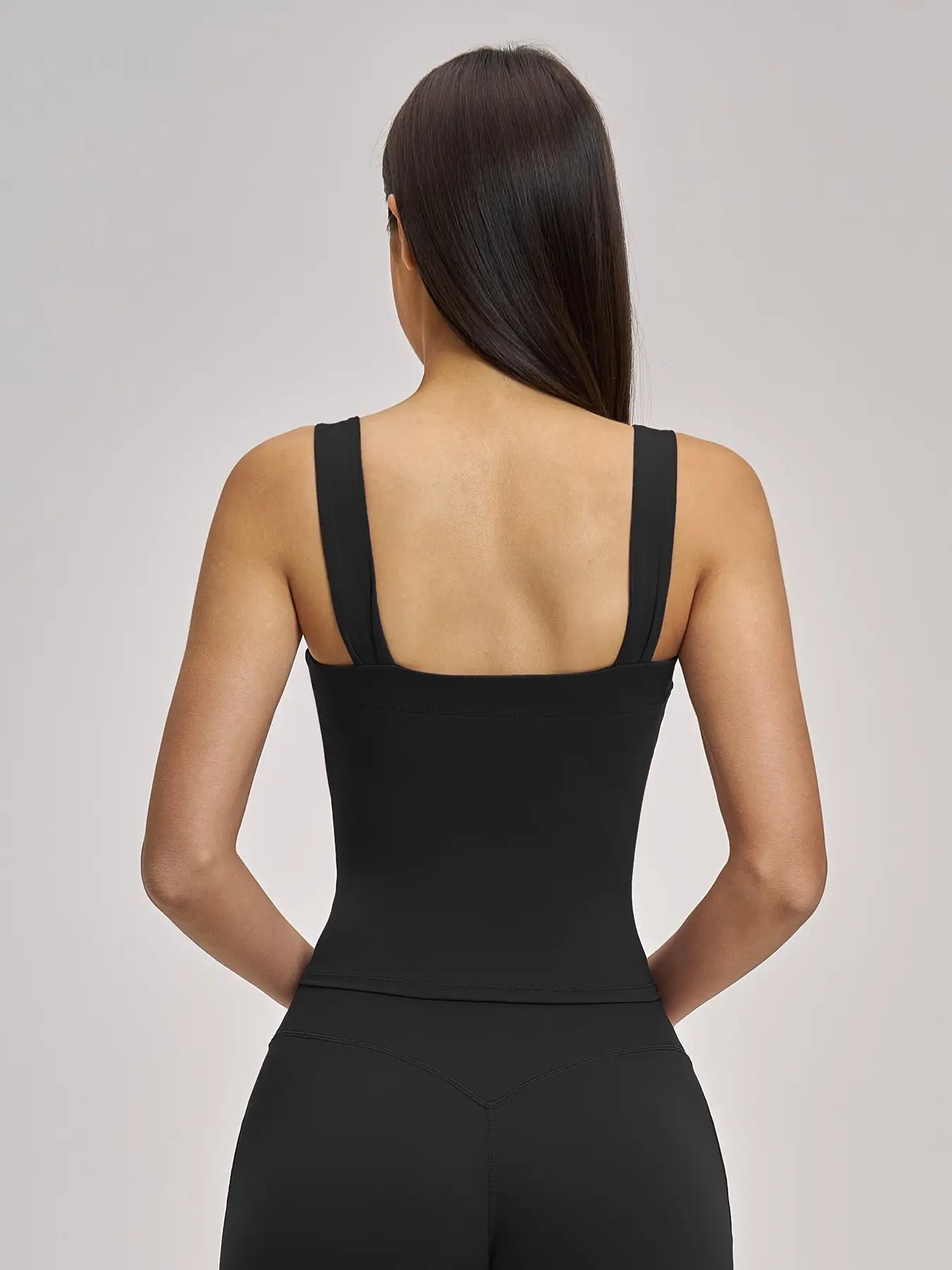 High Elasticity Square Neck Yoga Tank Top with Chest Padding, Outdoor Fitness Sports Bra for Women - image 2