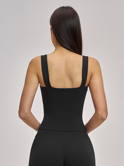 High Elasticity Square Neck Yoga Tank Top with Chest Padding, Outdoor Fitness Sports Bra for Women - image 10