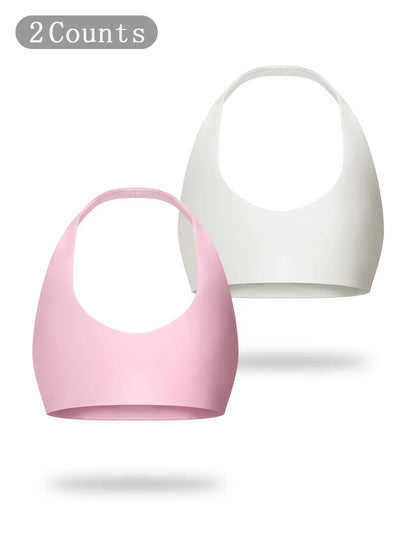 Women's Solid Wireless Halter Sports Bra, Breathable Comfortable High Stretch Sports Bra