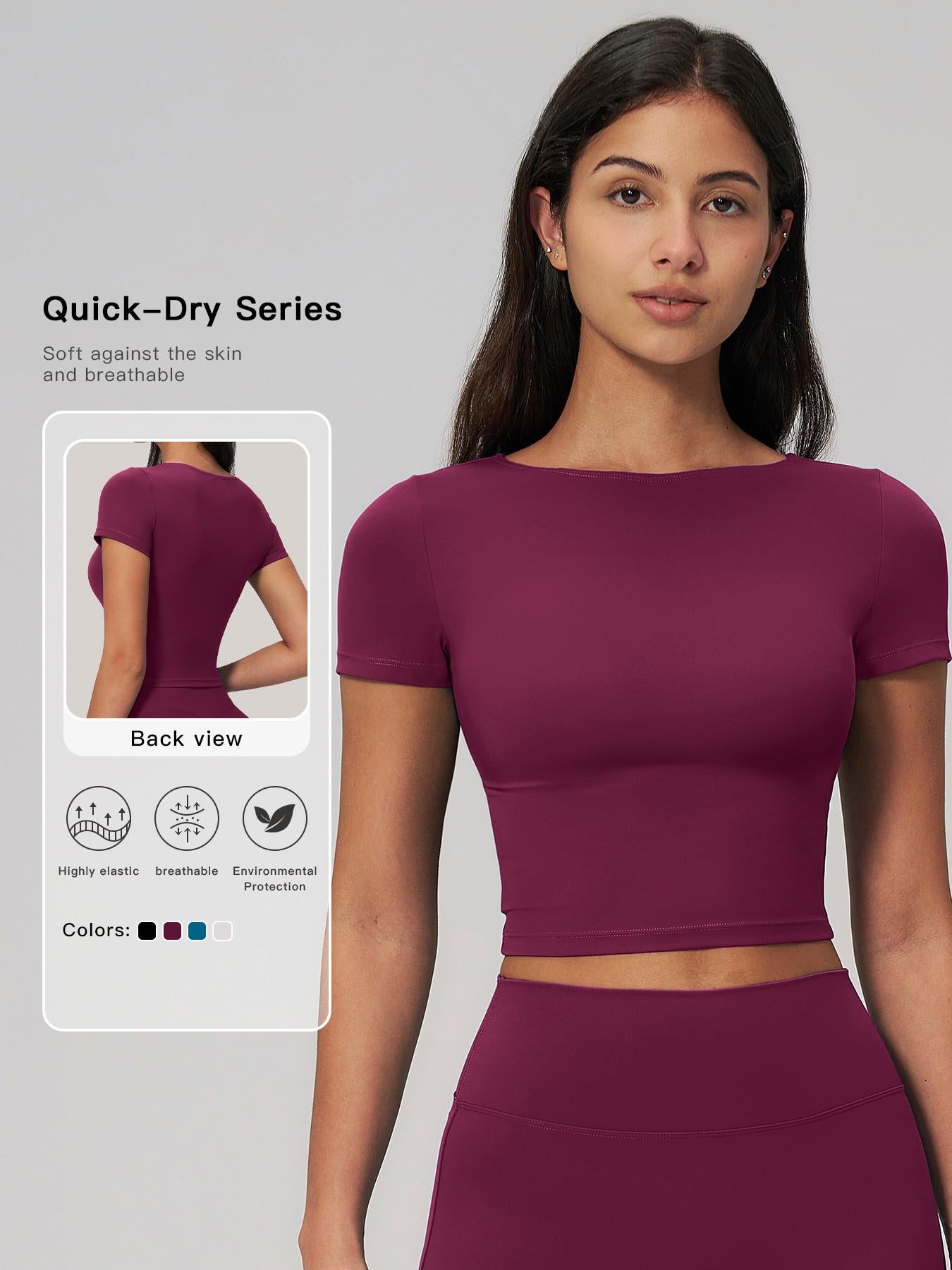 Creamy Soft Fleece Yoga for Women, Slim Fit Short Sleeve Top - image 11