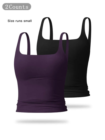 Women's Solid Color Sports Tank Top for Yoga & Gym