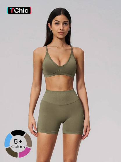 Seamless Yoga Set, Cross Back Design